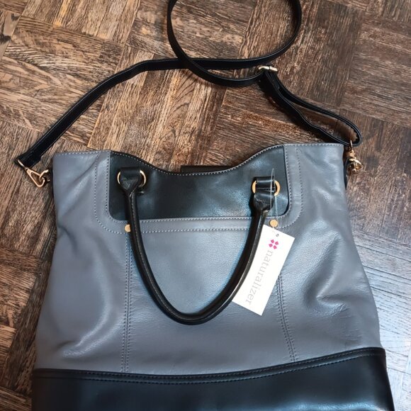 Naturalizer crossbody tote - genuine leather - large capacity - NWT - black grey - Picture 4 of 8